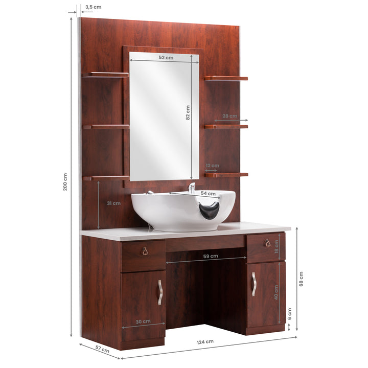 Kaptafel Kapperssalon met Wastafel B072-2 3