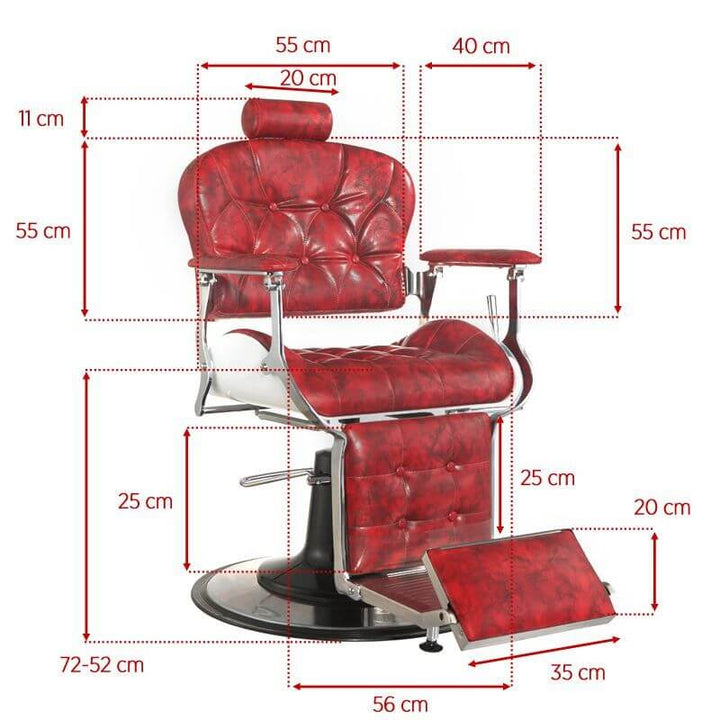 Kappersstoel Barber Gabbiano Premier Rood