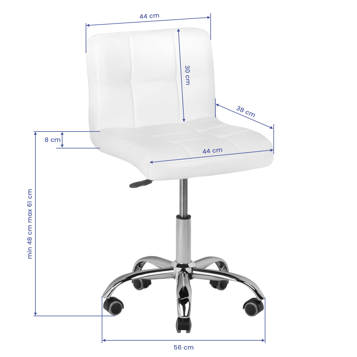 Salonstoel met Wielen Verstelbaar A-5299 Wit