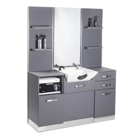 Kaptafel Kapperssalon Gabbiano Met Wastafel B085 Grijs
