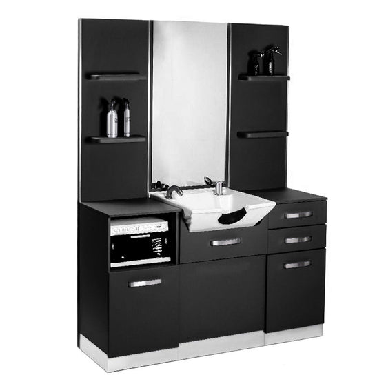 Kaptafel Kapperssalon Gabbiano Met Wastafel B085 Zwart
