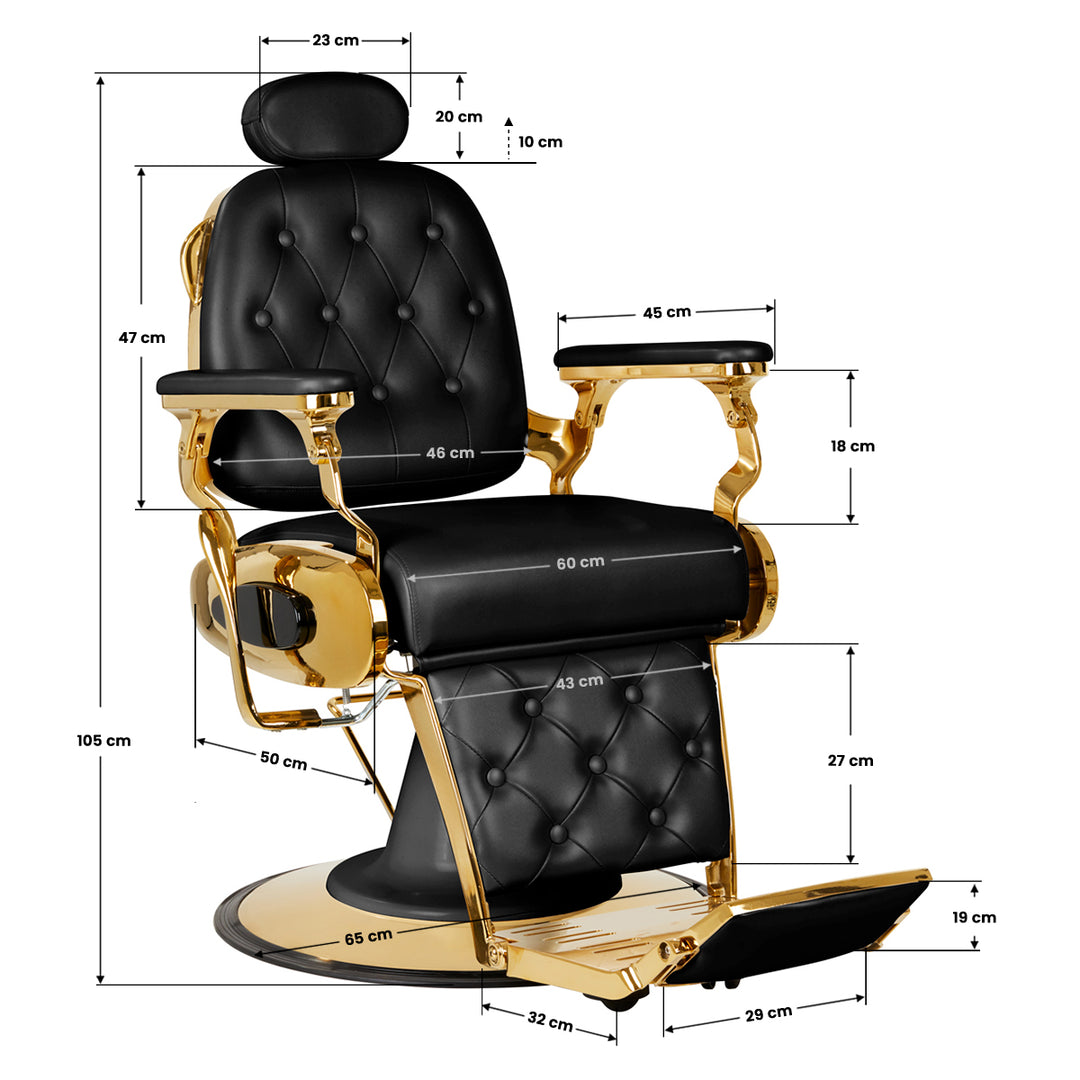 Barberstoel Gabbiano Francesco Goud-Zwart - afbeelding 12