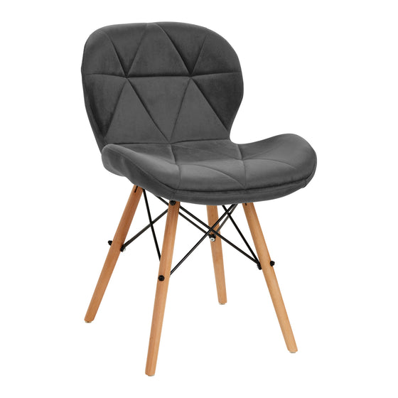 Salonstoel Fluweel Hout 4Rico QS-186 Grijs