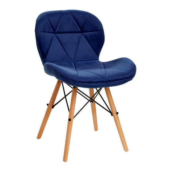 Salonstoel Fluweel Hout 4Rico QS-186 Marineblauw