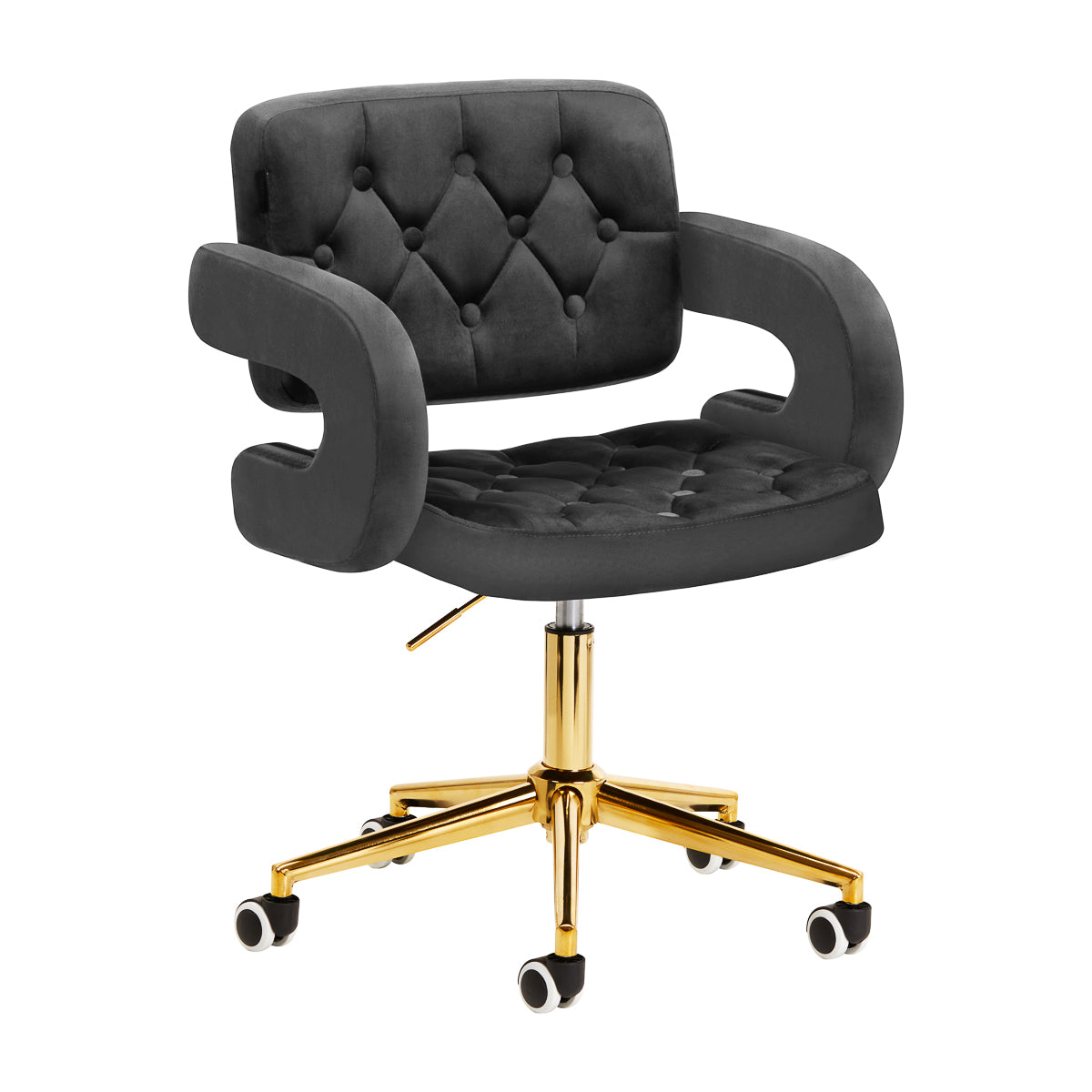 Salonstoel Fluweel Verstelbaar 4Rico QS-OF213G Goud-Grijs