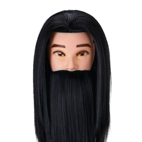 Kappershoofd met Baard Gabbiano WZ4 Synthetisch Haar Zwart