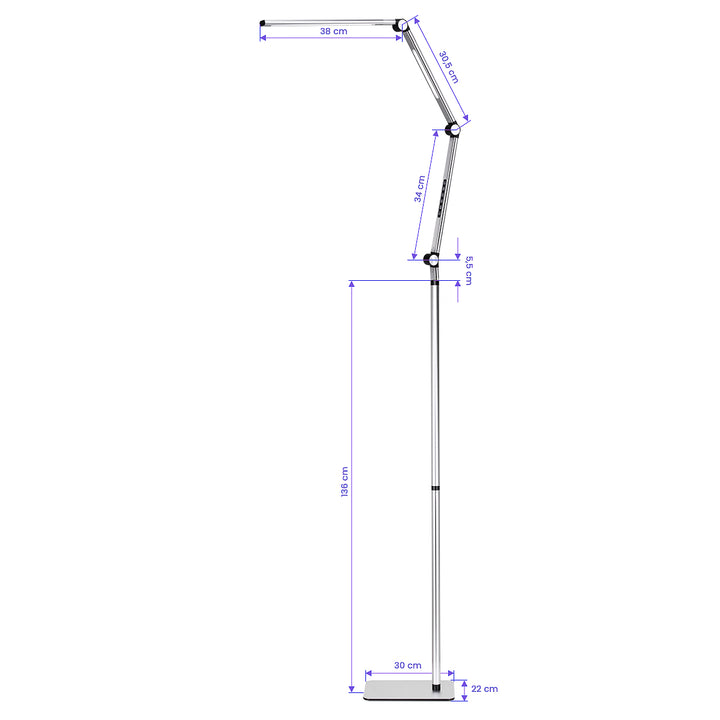 LED Lamp met Statief en Instelbare Kleur- en Lichtintensiteit Yoga 22W Zilver - afbeelding 11