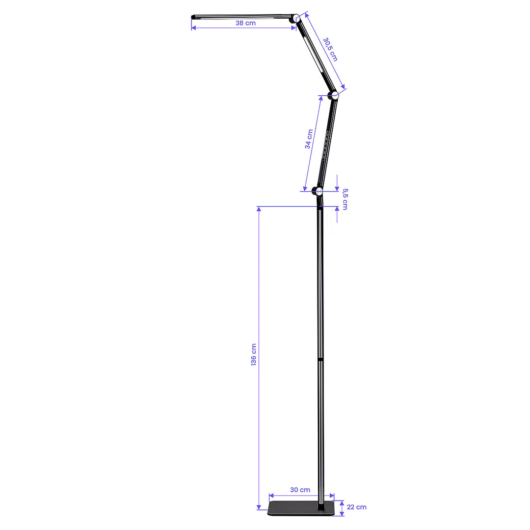 LED Lamp met Statief en Instelbare Kleur- en Lichtintensiteit Yoga 22W Zwart - afbeelding 11