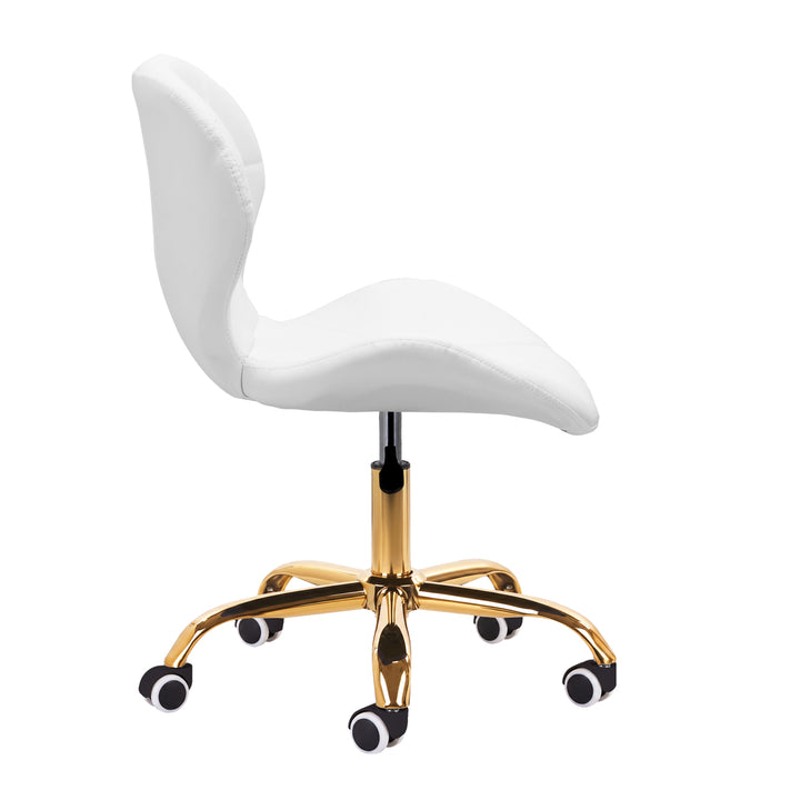 Salonstoel met Wielen Verstelbaar 4Rico QS-06 Goud-Wit - afbeelding 3