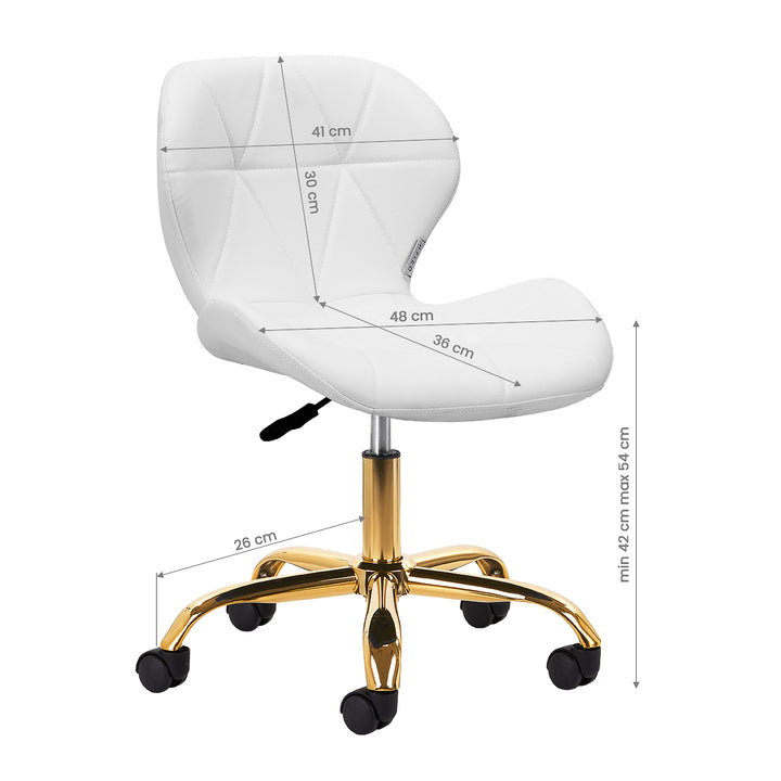 Salonstoel met Wielen Verstelbaar 4Rico QS-06 Goud-Wit