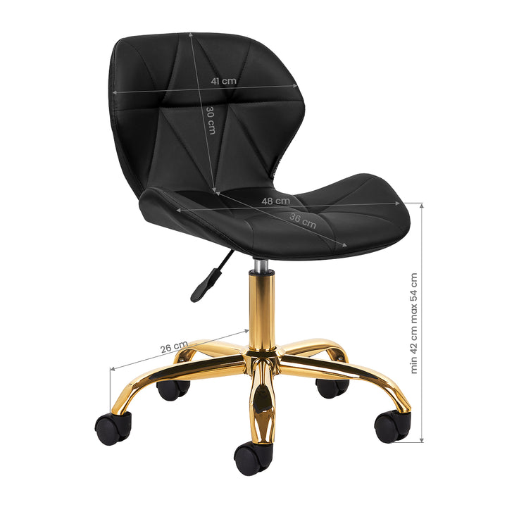 Salonstoel met Wielen Verstelbaar 4Rico QS-06 Goud-Zwart