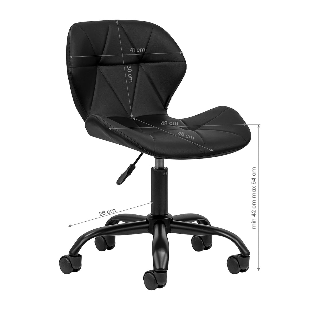 Salonstoel met Wielen Verstelbaar 4Rico QS-06 Zwart-Zwart