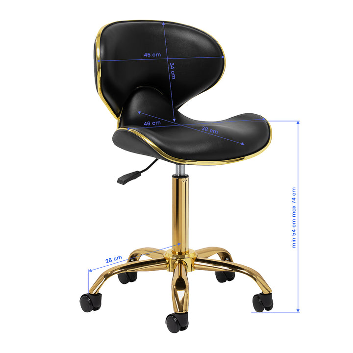 Salonstoel met Wielen Verstelbaar Gabbiano Q-4599 Goud-Zwart