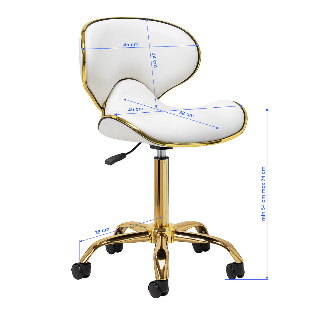 Salonstoel met Wielen Verstelbaar Gabbiano Q-4599 Goud-Wit