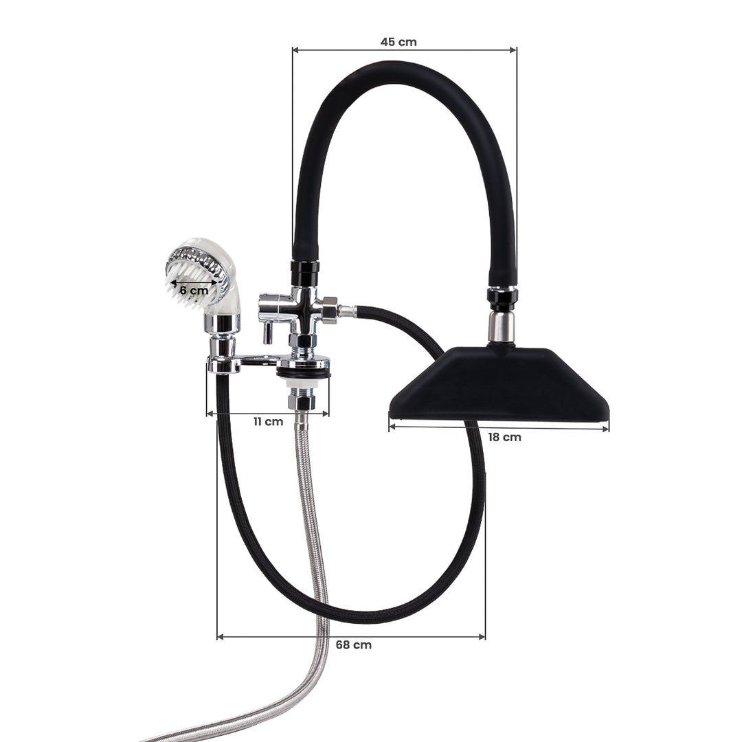 Kraan met Watervaldouche voor Wasunit Gabbiano Chroom-Zwart - afbeelding 8
