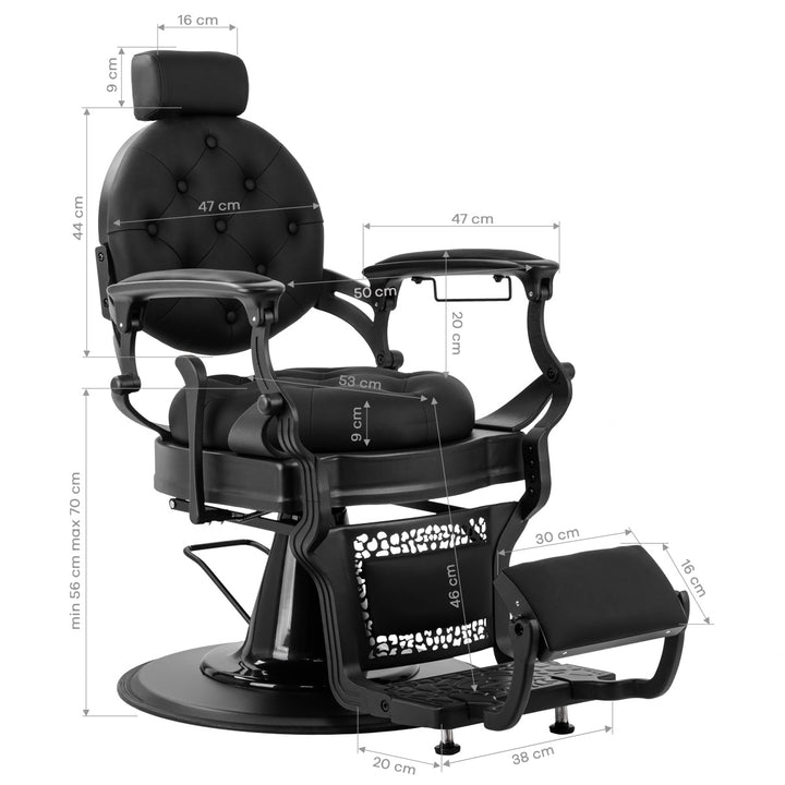 Barberstoel Gabbiano Niccolo Zwart-Zwart - afbeelding 18