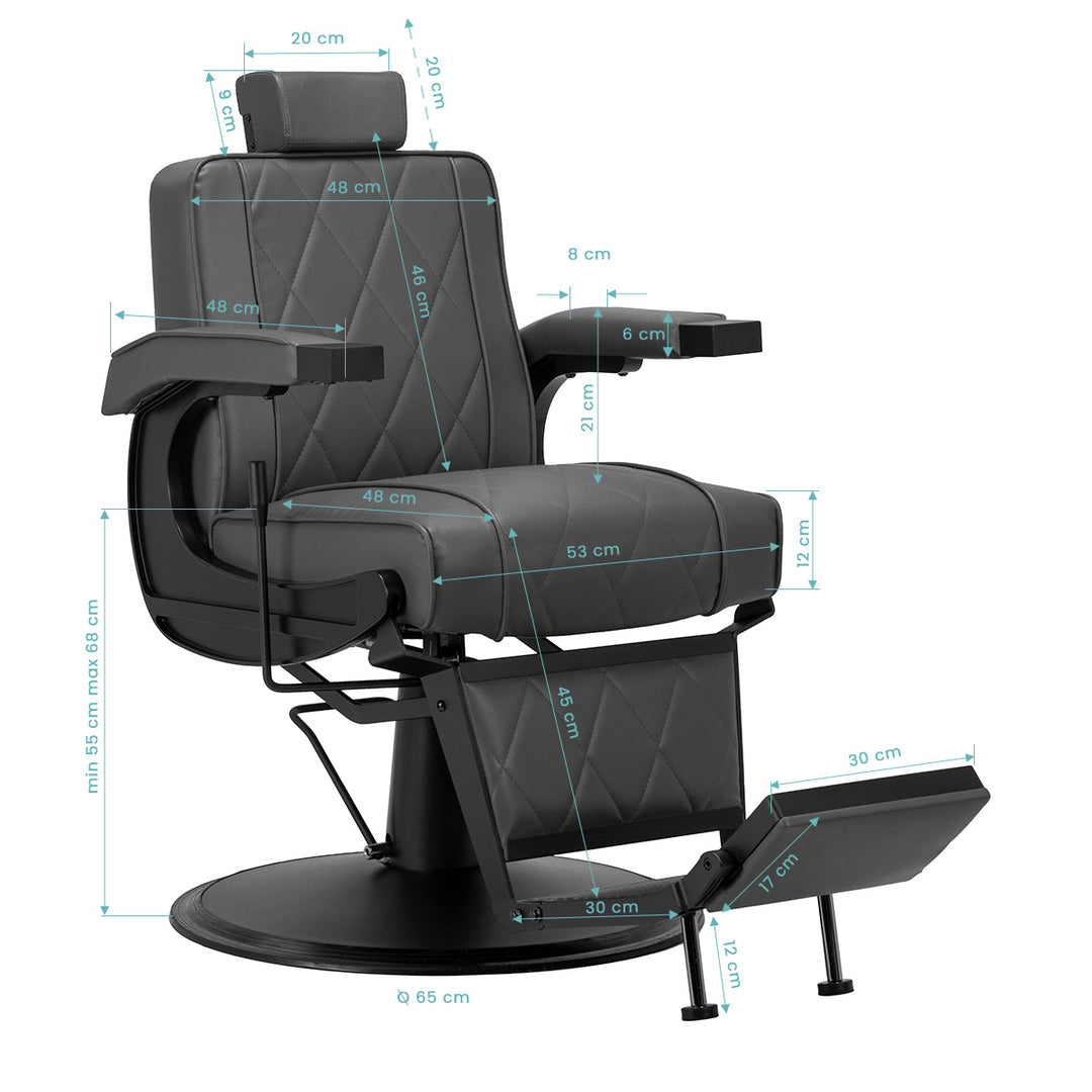 Barberstoel Hair System BM88066B Grijs-Zwart - afbeelding 16