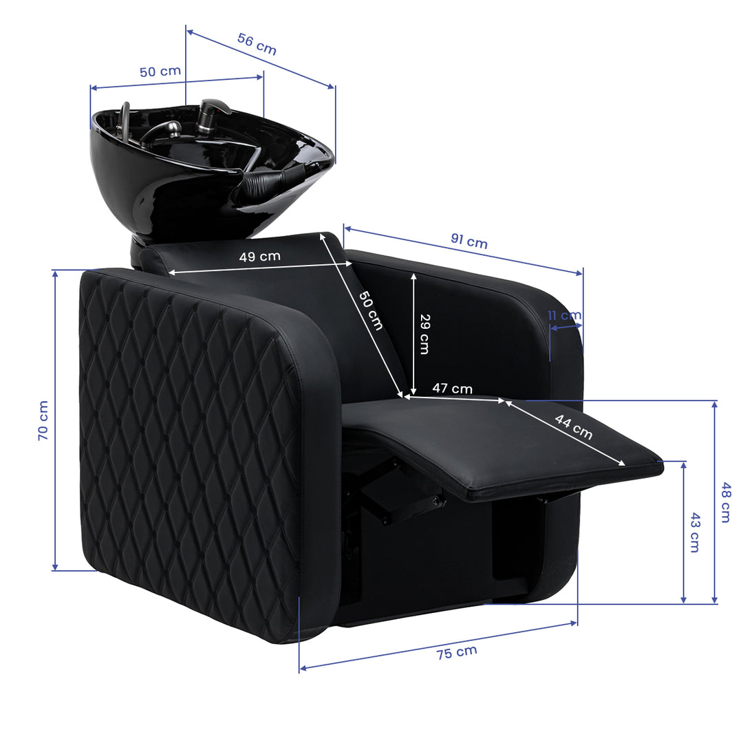 Wasunit Gabbiano Sylvia Plus met Elektrische Beensteun en Massage Zwart - afbeelding 18