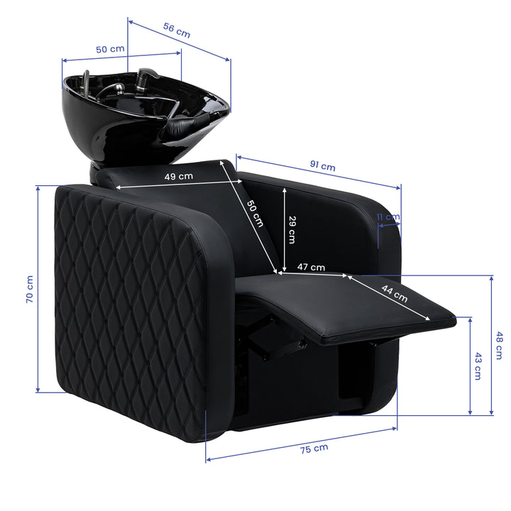 Wasunit Gabbiano Sylvia Plus met Elektrische Beensteun en Massage Zwart - afbeelding 18