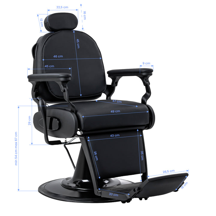 Barberstoel Gabbiano Francesco met Massage Zwart-Zwart - afbeelding 19
