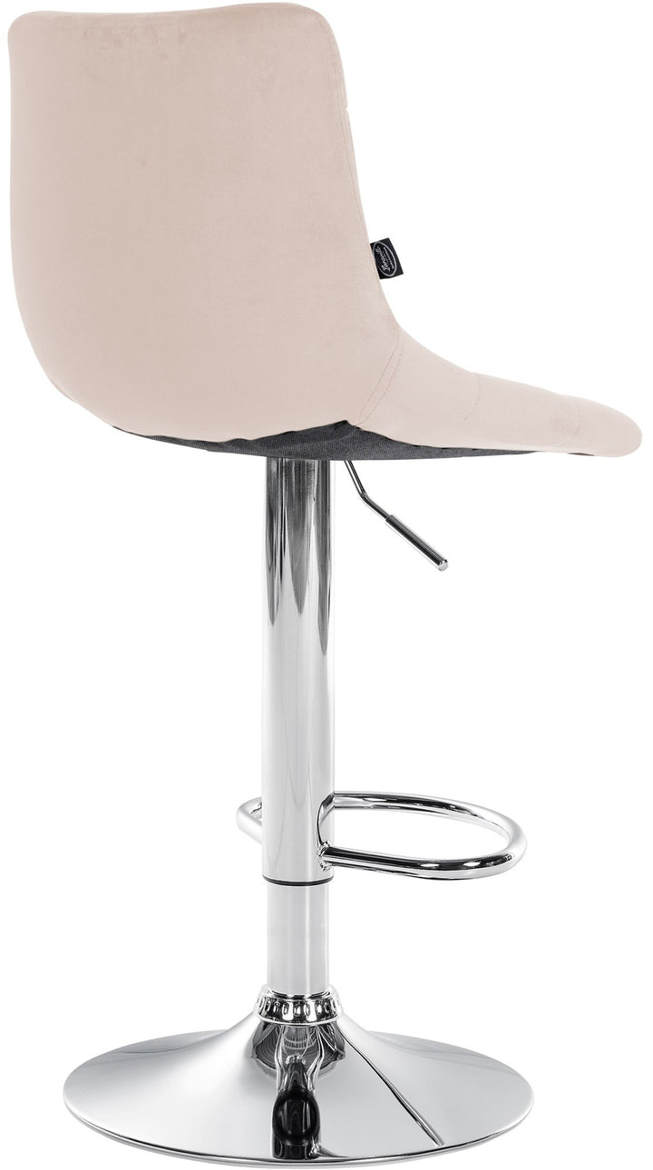 Barkruk met Rugleuning Fluweel Verstelbaar Draaibaar 107 Beige - afbeelding 5