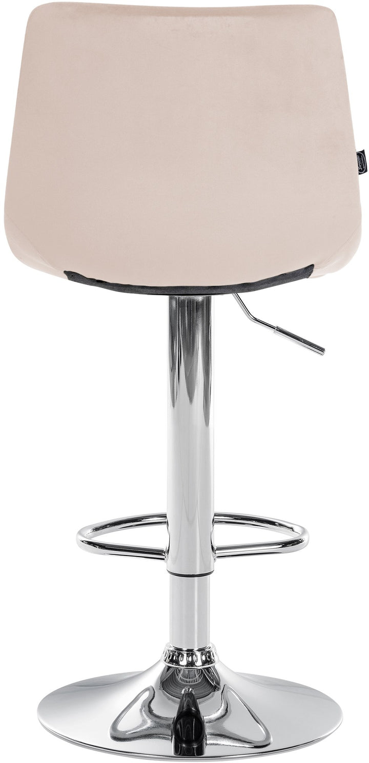 Barkruk met Rugleuning Fluweel Verstelbaar Draaibaar 107 Beige - afbeelding 6