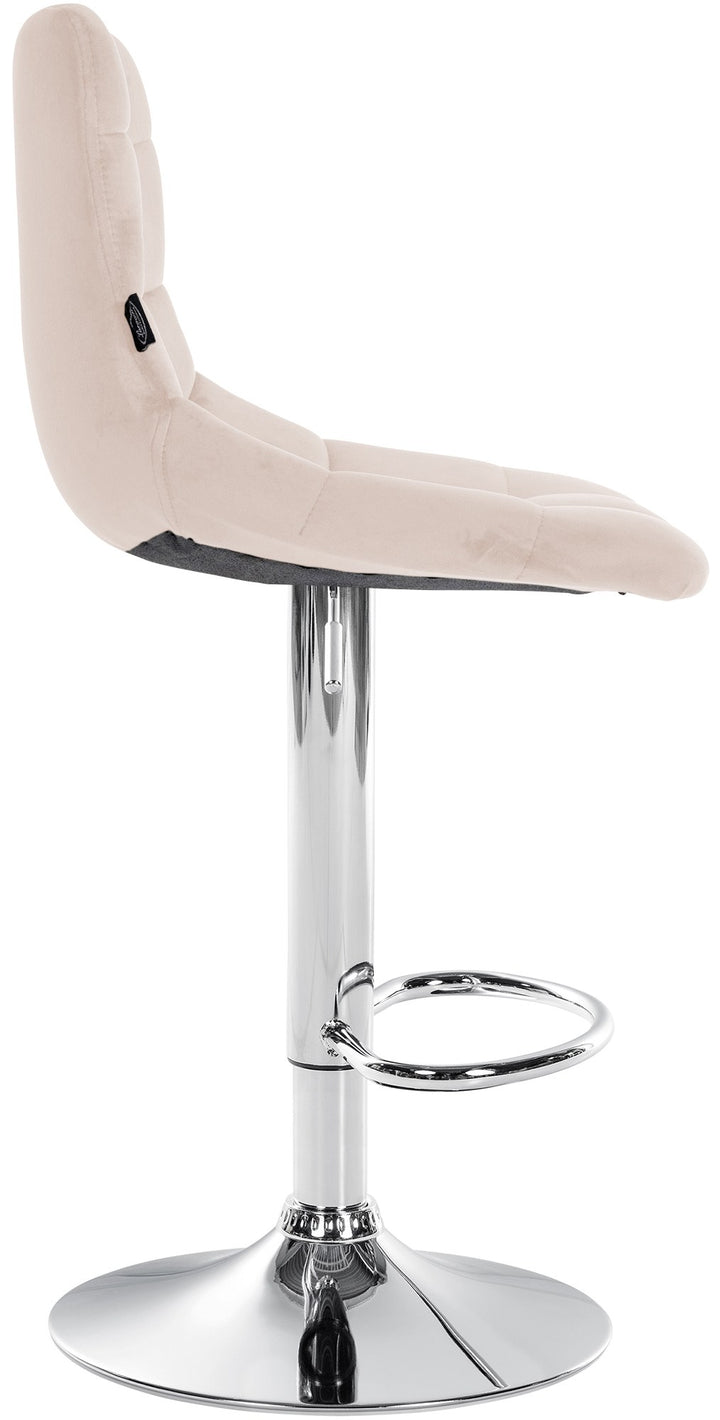 Barkruk met Rugleuning Fluweel Verstelbaar Draaibaar 107 Beige - afbeelding 4