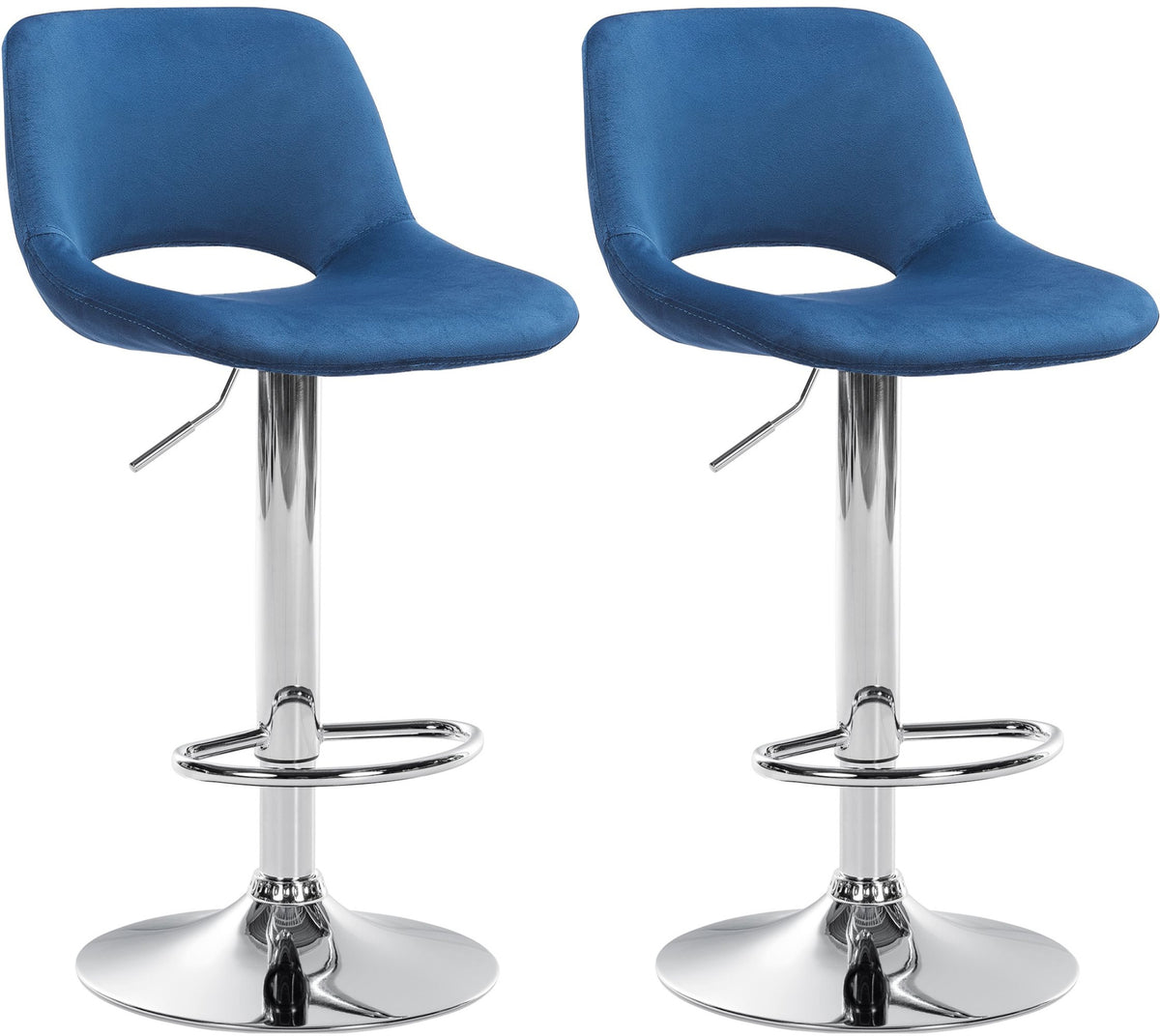 Set van 2 Barkrukken met Rugleuning Fluweel Verstelbaar Draaibaar 106 Blauw