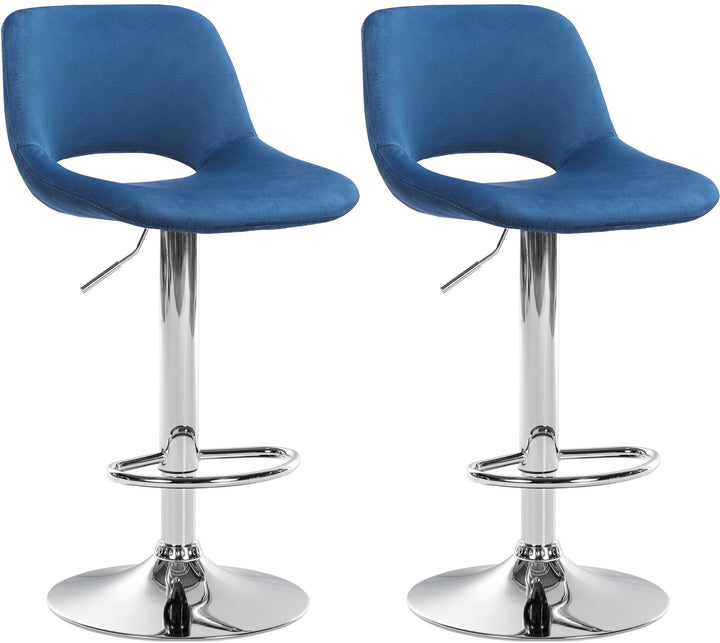 Set van 2 Barkrukken met Rugleuning Fluweel Verstelbaar Draaibaar 106 Blauw