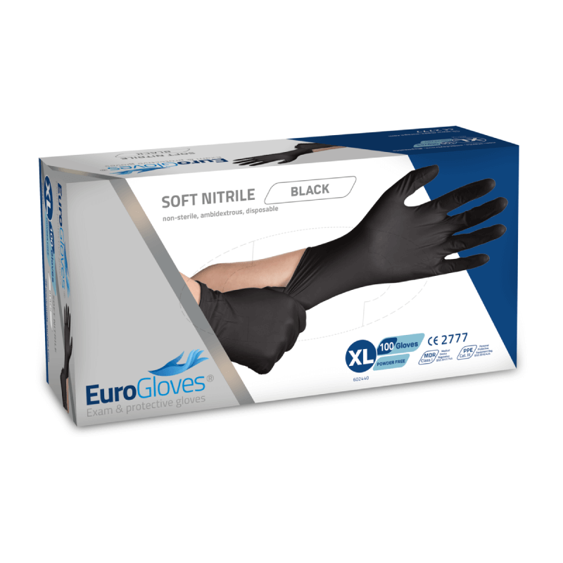 Handschoenen EuroGloves Soft-Nitrile Zwart 100st.
