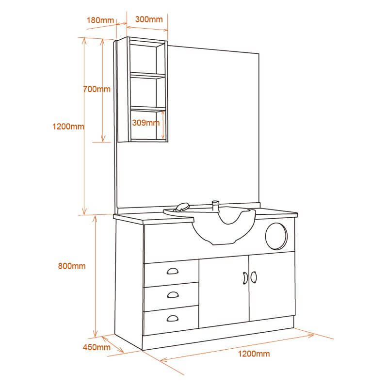 Kaptafel Kapperssalon Gabbiano Met Wastafel Qt-001 3